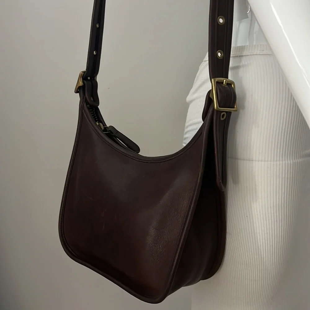 Coach Dark Brown Leather Hobo Bag with Gold Hardware - Picture 4 of 15